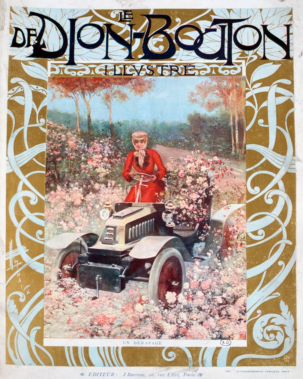 The Skid, illustrasjon fra magasinet Le De Dion-Bouton, 1909 av Unbekannt