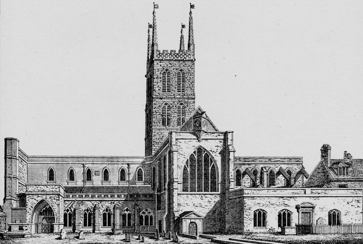 The South Side of St. Saviours, Southwark, som viser det tidligere skipet, c1825, 1912 av Unbekannt