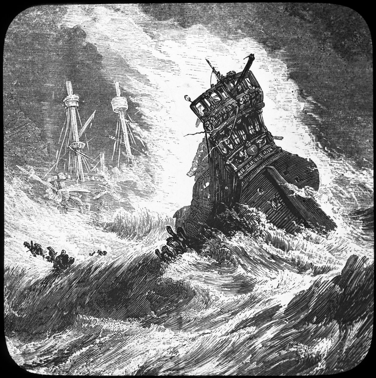 Den spanske armadaen i en storm, 1588 sent på 1800- eller begynnelsen av 1900-tallet av Unbekannt