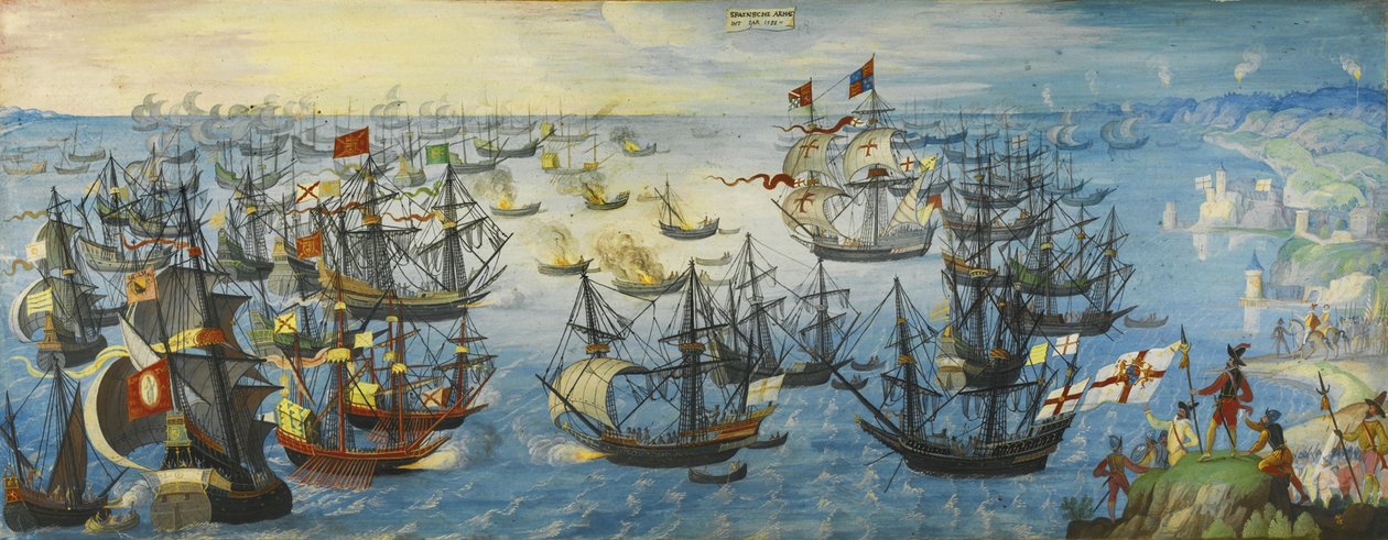 Den spanske armadaen utenfor sørkysten av England, 1588 av Unbekannt