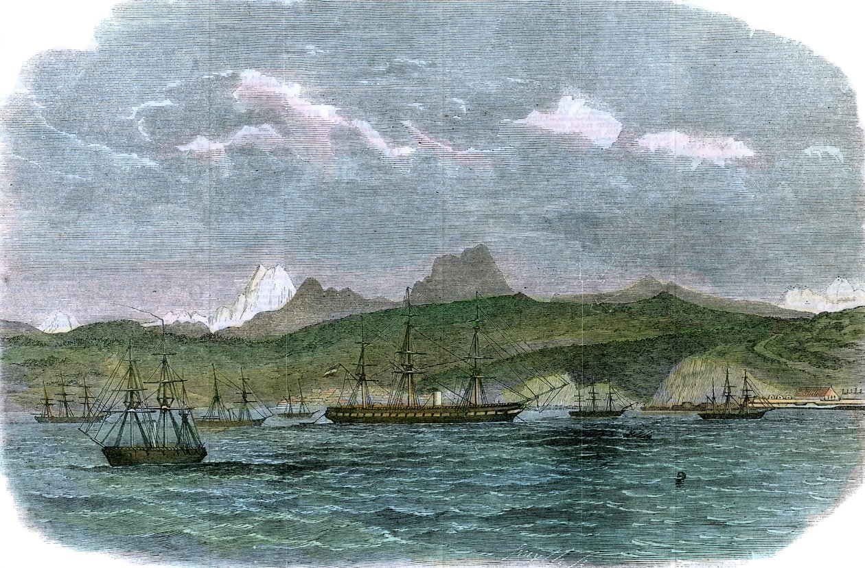 Den spanske blokkadeskvadronen i Valparaiso, Chile, ca 1880 av Unbekannt