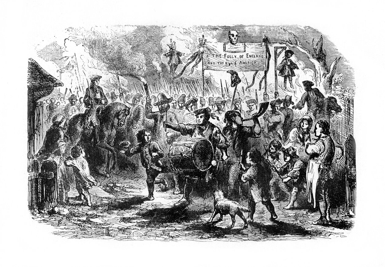 The Stamp Riots of New York, c1765, 1872 av Unbekannt