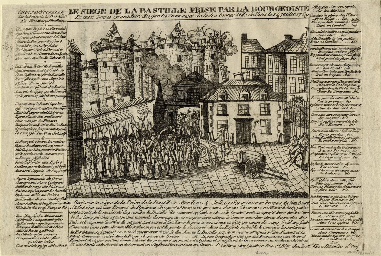 Stormingen av Bastillen 14. juli 1789, 1789 av Unbekannt