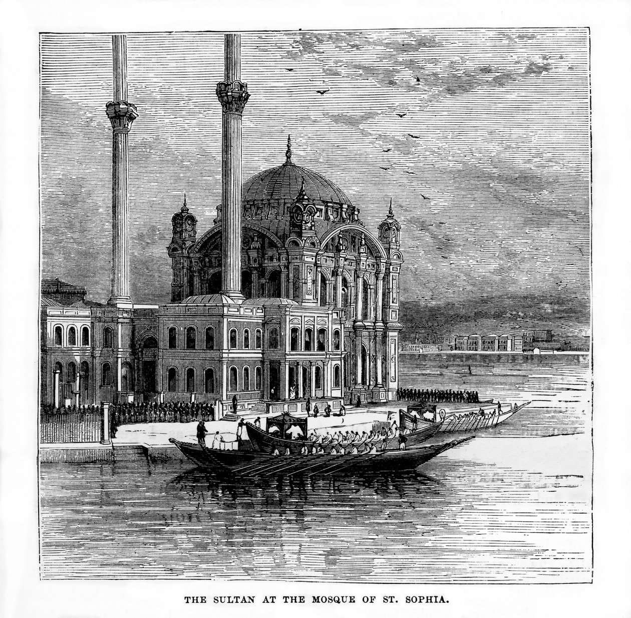 Sultanen ved moskeen St. Sophia, Konstantinopel, Tyrkia, 1800-tallet av Unbekannt