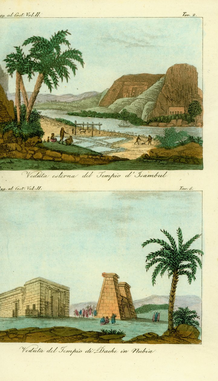 Ramses II-tempelet i Abu Simbel (Isambul), Nubia og Thoth-tempelet i Dakka, Nubia av Unbekannt