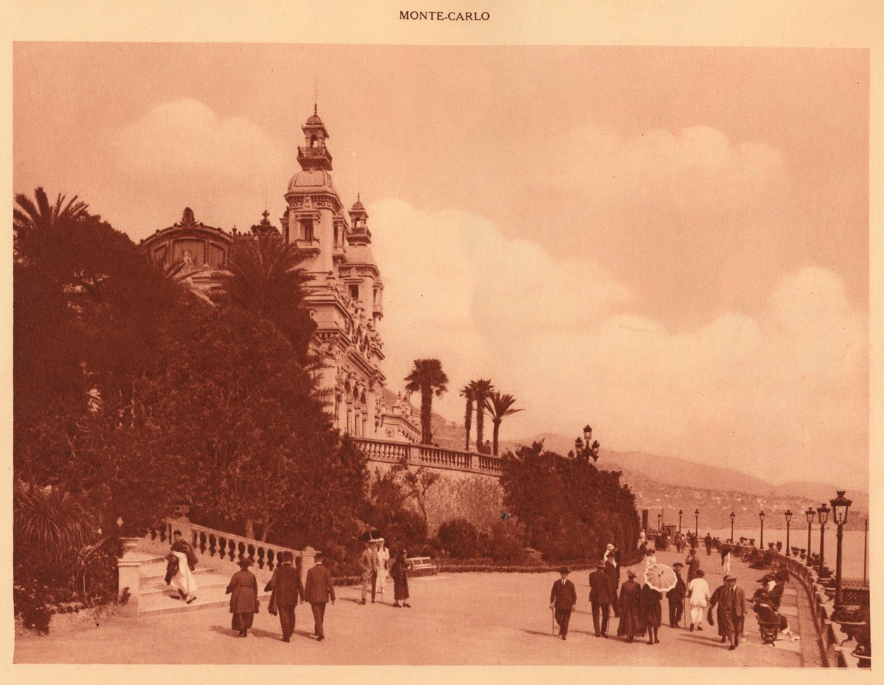 Terrassene og kasinoet, Monte Carlo, 1930. av Unbekannt