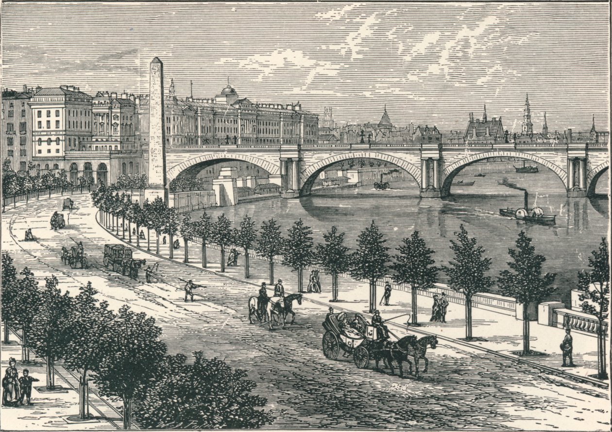 Themsen Embankment, som viser Cleopatras Needle, 1896 av Unbekannt