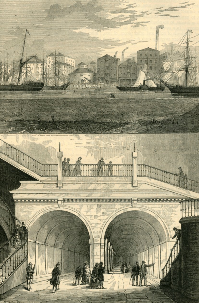 Thames Tunnel slik den så ut da den opprinnelig ble åpnet for trafikk, c1872. av Unbekannt