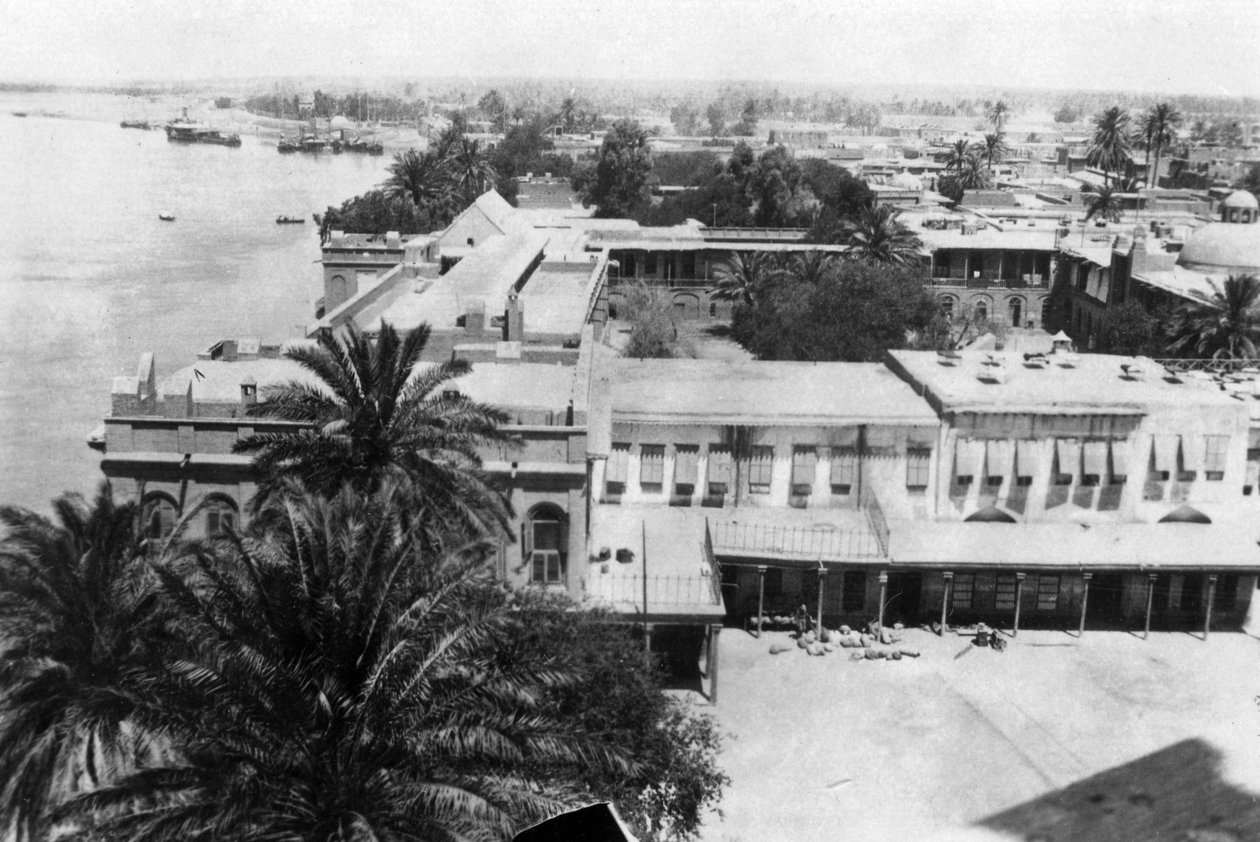 Tigris-elven, fra det 31. britiske generalsykehuset, Bagdad, Mesopotamia, WWI, 1918 av Unbekannt