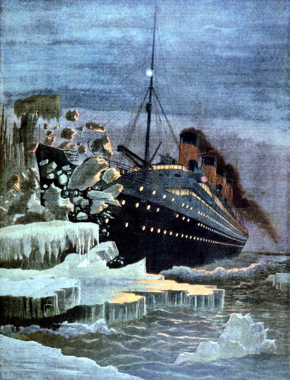Titanic kolliderte med et isfjell, 1912 av Unbekannt