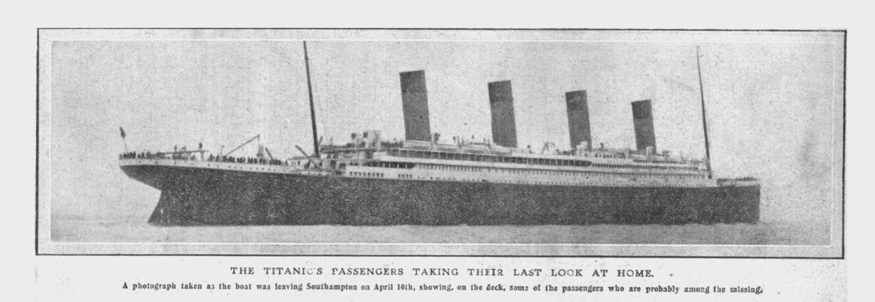 Titanics-passasjerene tar sin siste titt hjemme, 20. april 1912. av Unbekannt