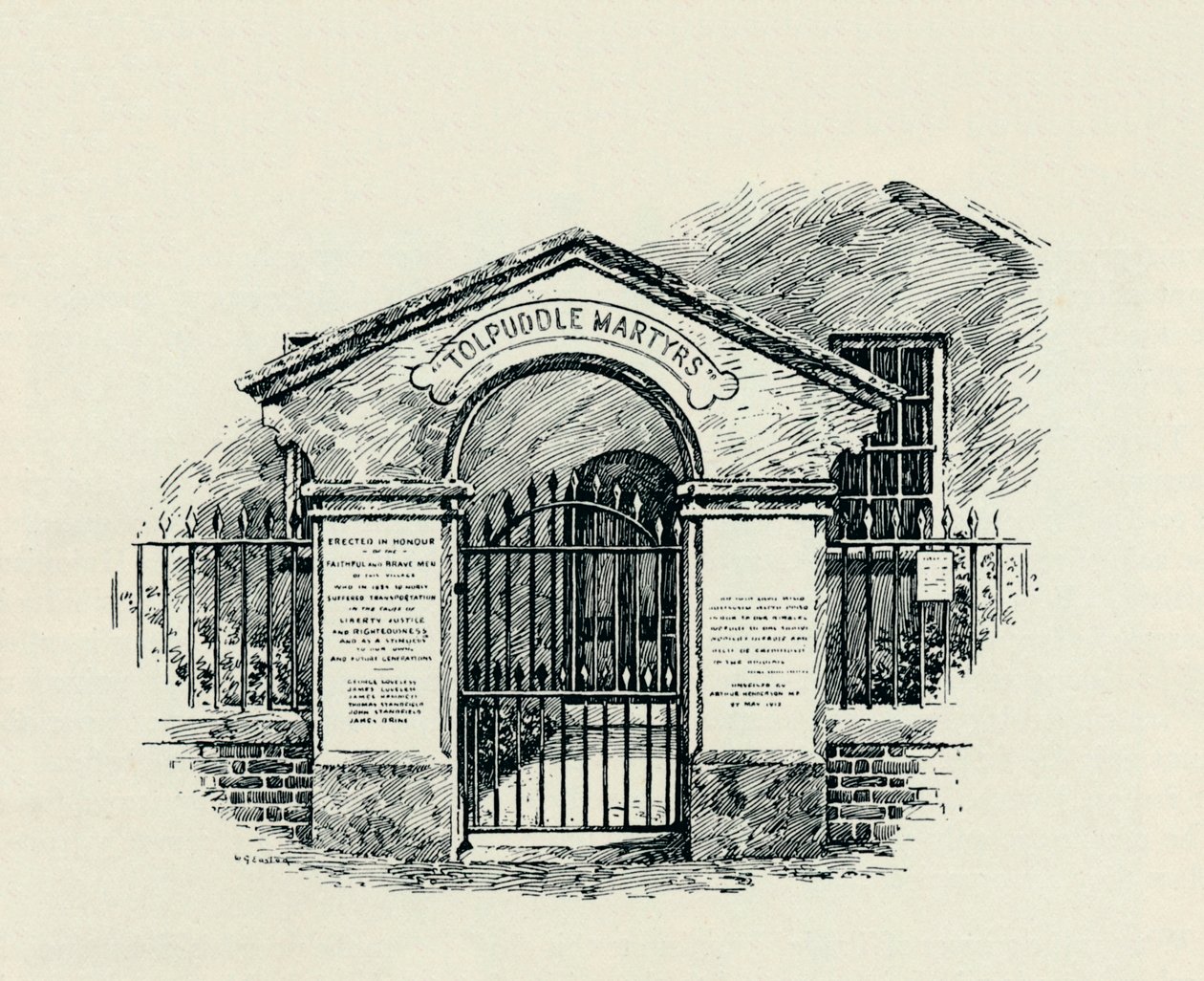 Tolpuddle-minnesmerket ved Tolpuddle Methodist Chapel, 1934 av Unbekannt