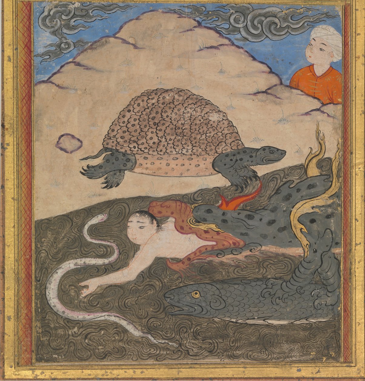 Skilpadden, Folio fra et 'Aja'ib al-Makhluqat Wonders of Creation..., 2. halvdel av 1500-tallet. av Unbekannt