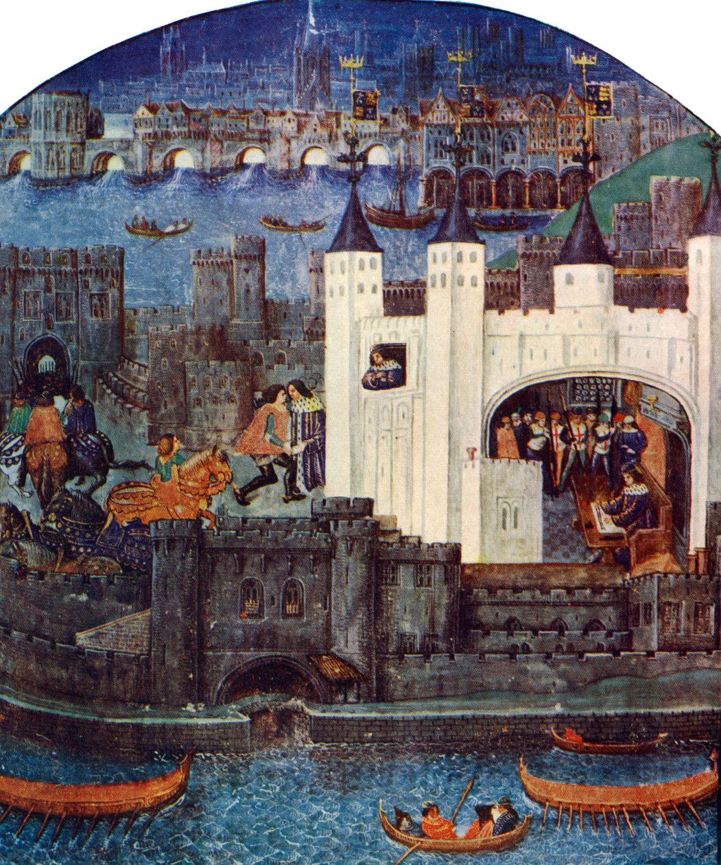 Tower of London med London Bridge, c1500, c1900-1920 av Unbekannt
