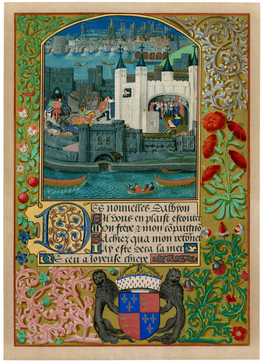 Tower of London med London Bridge, c1500, c1901 av Unbekannt