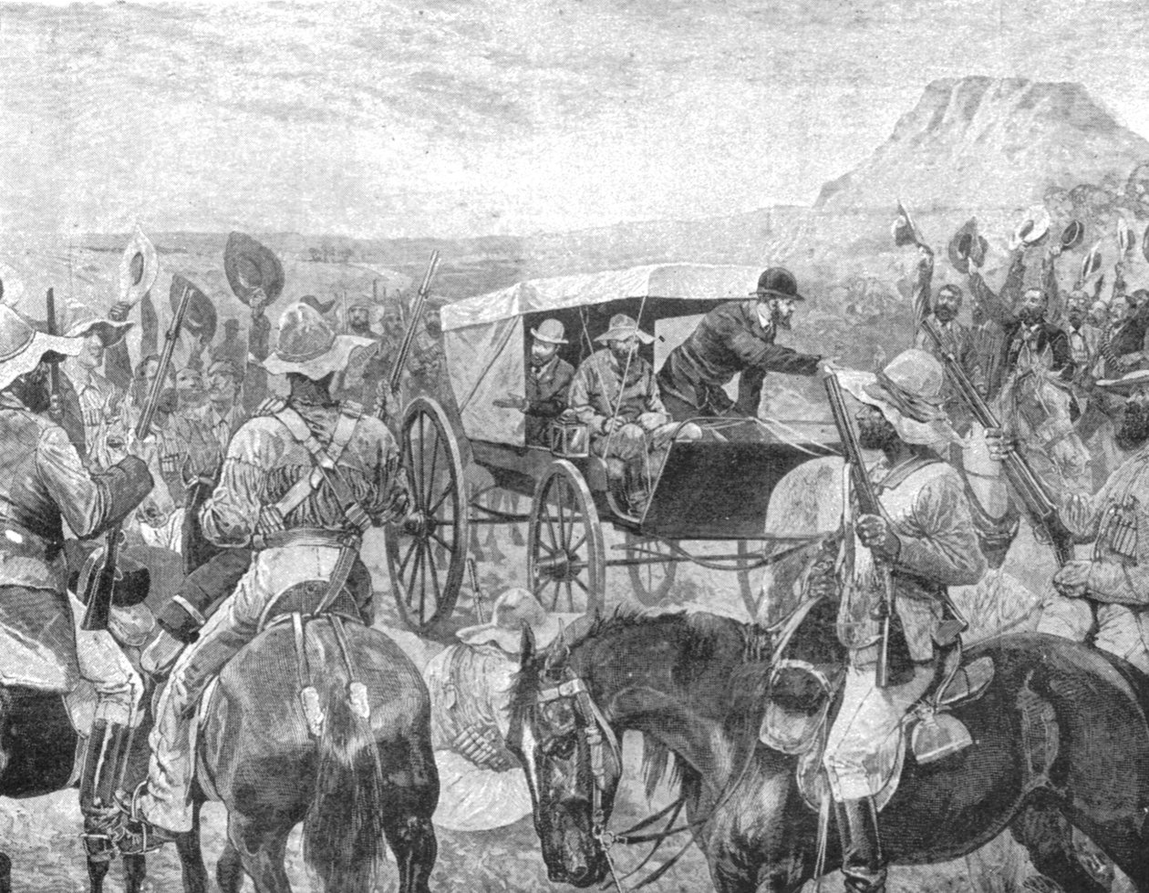 Transvaal-krigen, 1881: President Brand avgir fredserklæringen ved Laings Nek, 1901. av Unbekannt
