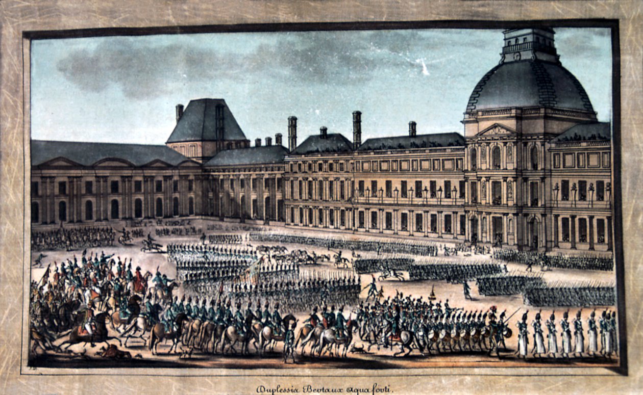 Troop Parade under Grand Parade, Tuileries Palace, 1800-tallet av Unbekannt