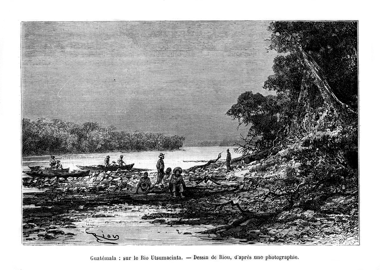 Usumacinta-elven, sørøst i Mexico og nordvest i Guatemala, 1800-tallet av Unbekannt