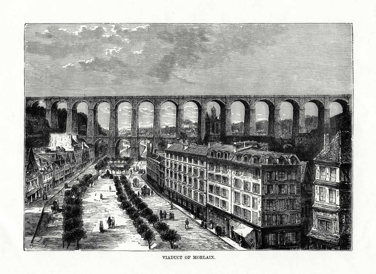 Viadukten i Morlaix, Frankrike, 1879 av Unbekannt