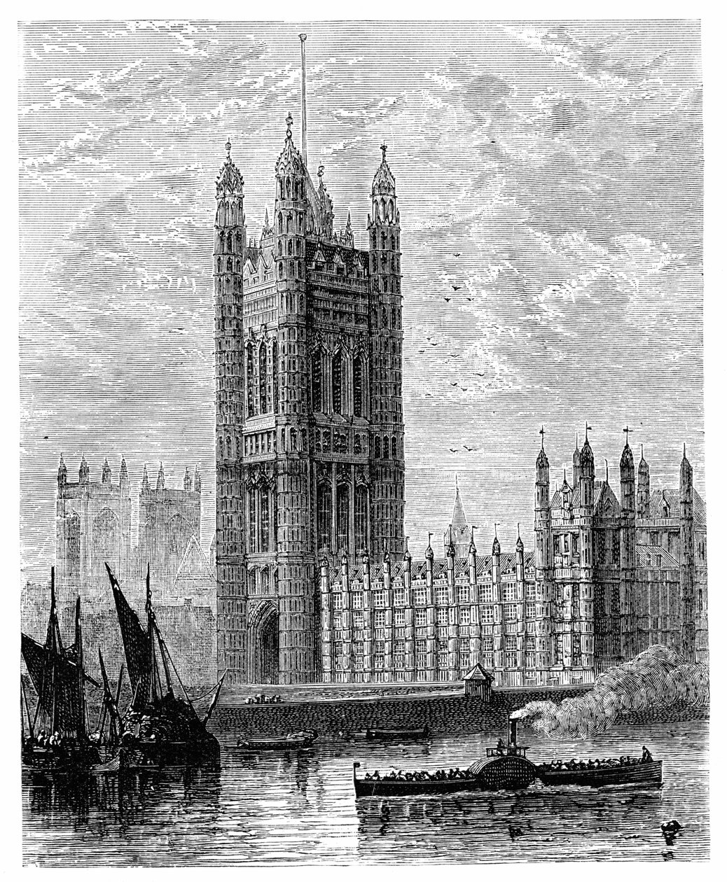 Victoria Tower og Houses of Parliament, London, 1900 av Unbekannt