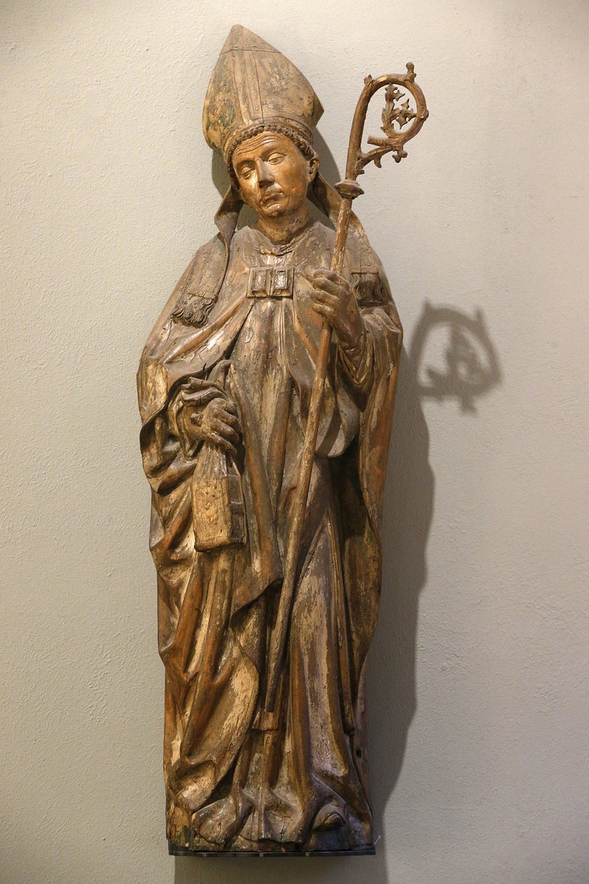 Victoria og Albert-museet. Biskop helgen. Tyskland. Omtrent 1470-80. Limewood med spor av maling. Storbritannia av Unbekannt