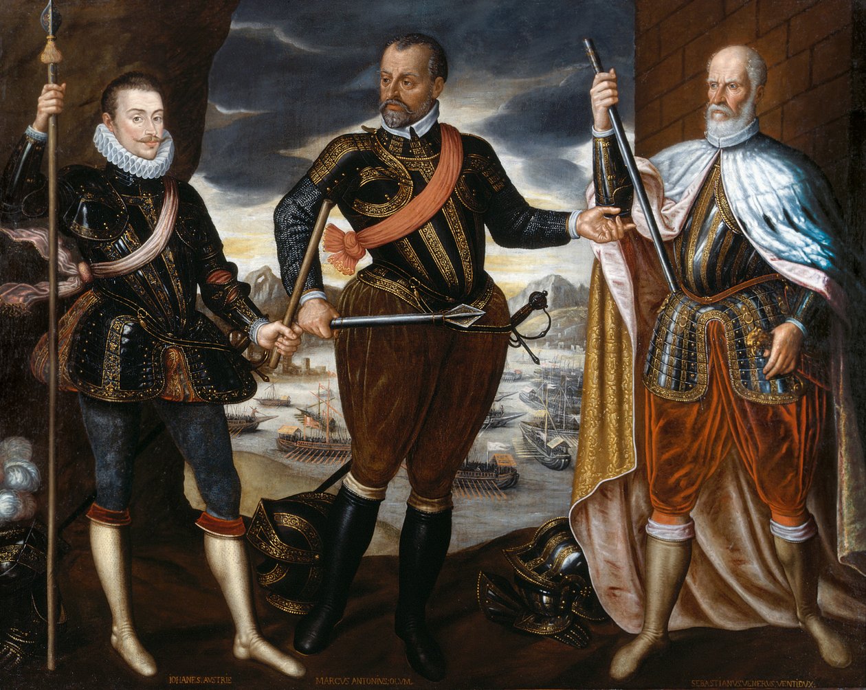The Victors of Lepanto: John of Austria, Marcantonio Colonna, Sebastiano Venier, ca. 1575. av Unbekannt
