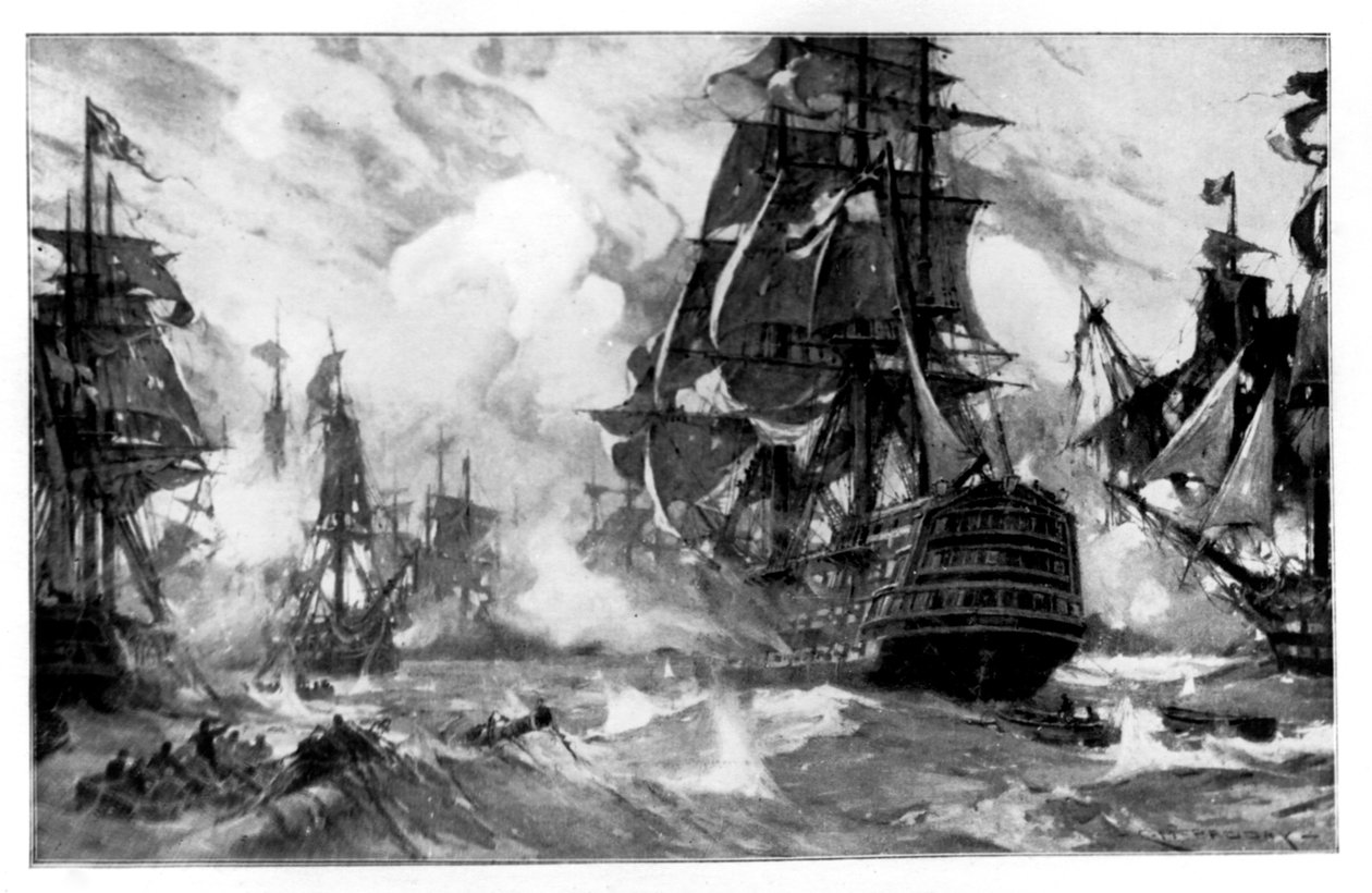 Seieren i slaget ved Trafalgar, 1800-tallet av Unbekannt