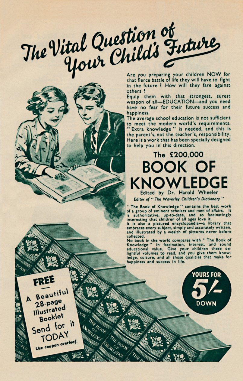 The Vital Question of your Childs Future - The Book of Knowledge, 1935 av Unbekannt