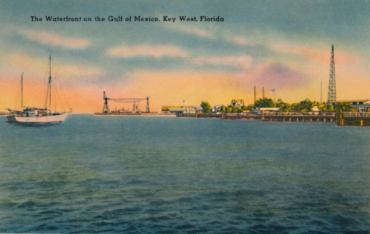 The Waterfront on the Gulf of Mexico, Key West, Florida, ca 1940-tallet av Unbekannt