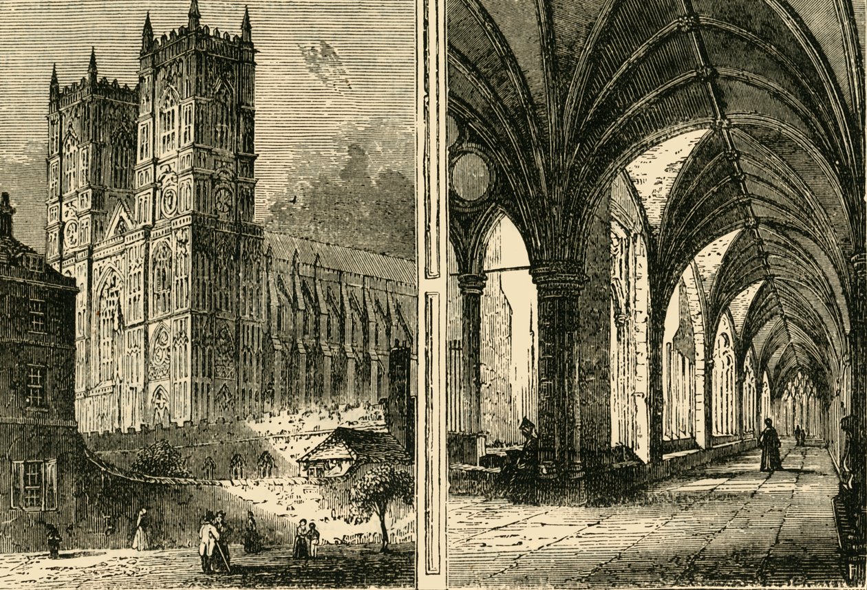 The Western Towers and Cloisters of Westminster Abbey, 1881. av Unbekannt