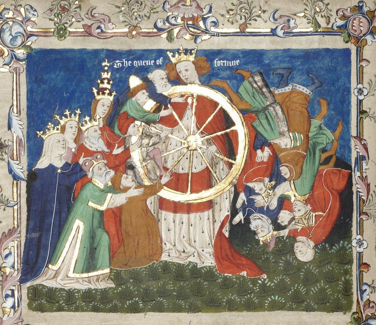 The Wheel of Fortune fra et manuskript av Troy Book av John Lydgate, midten av 1400-tallet av Unbekannt