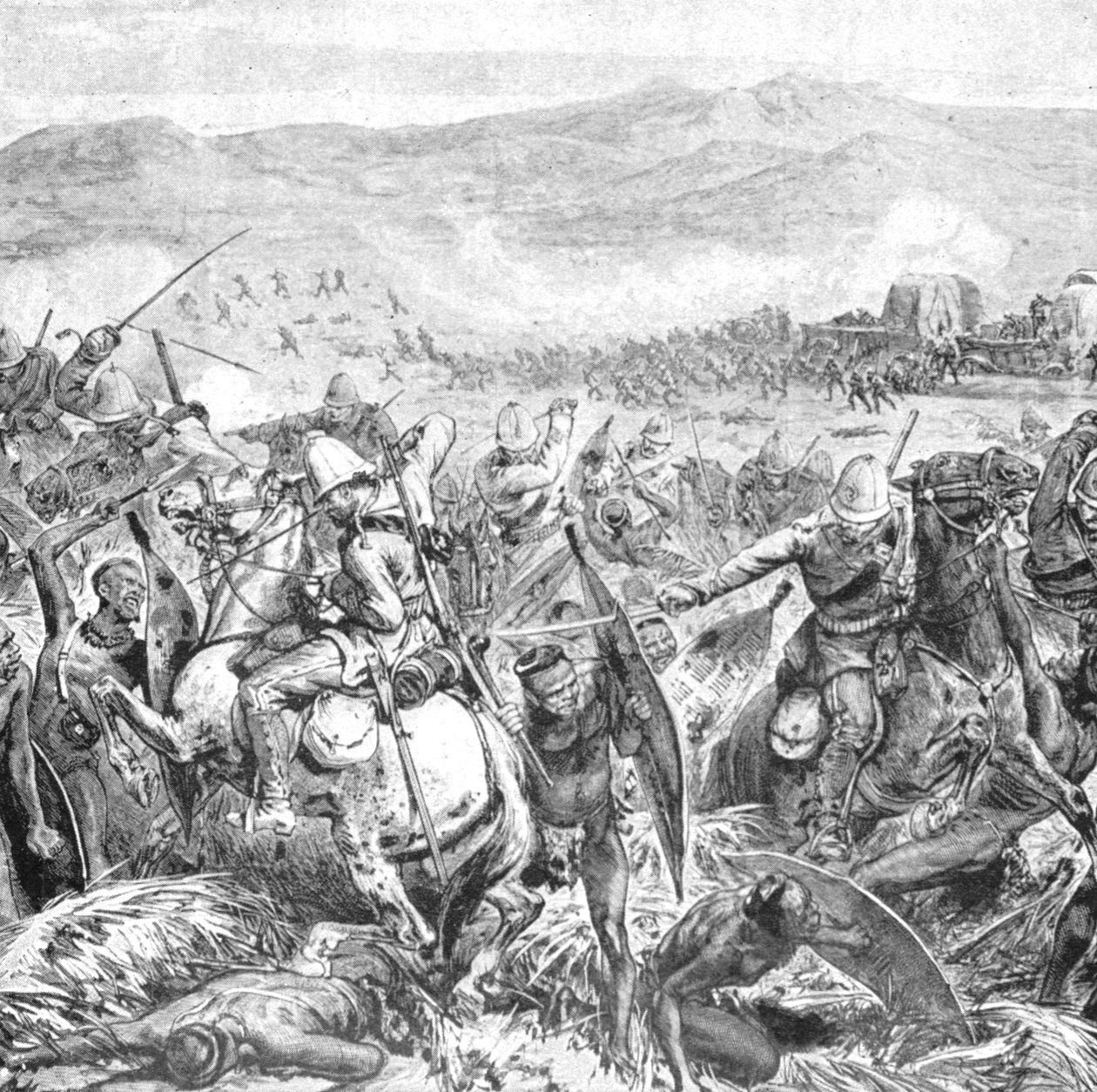 Zulu-krigen, 1879: Zuluenes endelige avvisning ved Ginghilovo, 2. april 1901. av Unbekannt
