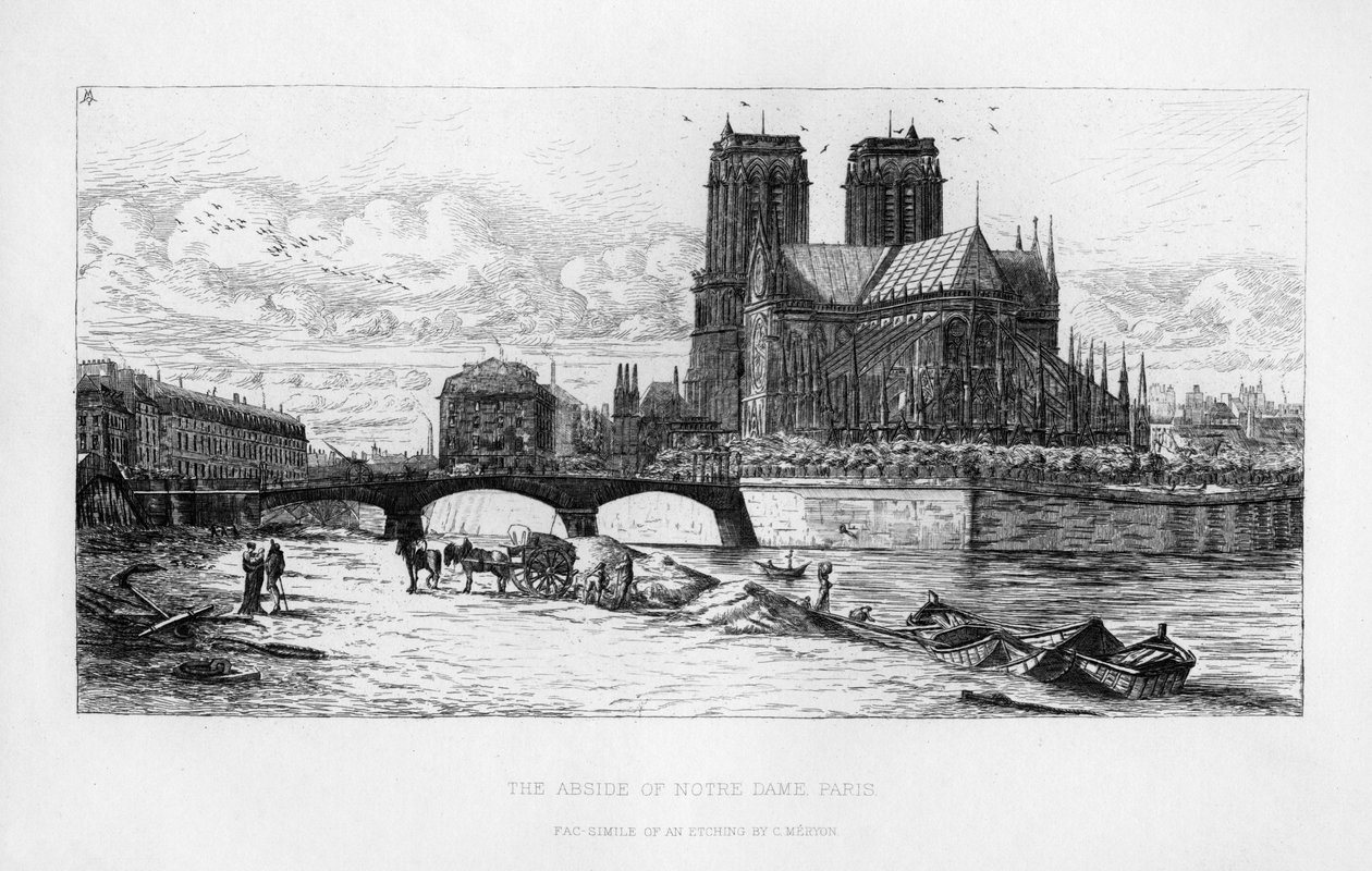 Absideapsiden til Notre Dame-katedralen, Paris, Frankrike, 1800-tallet av Unbekannt