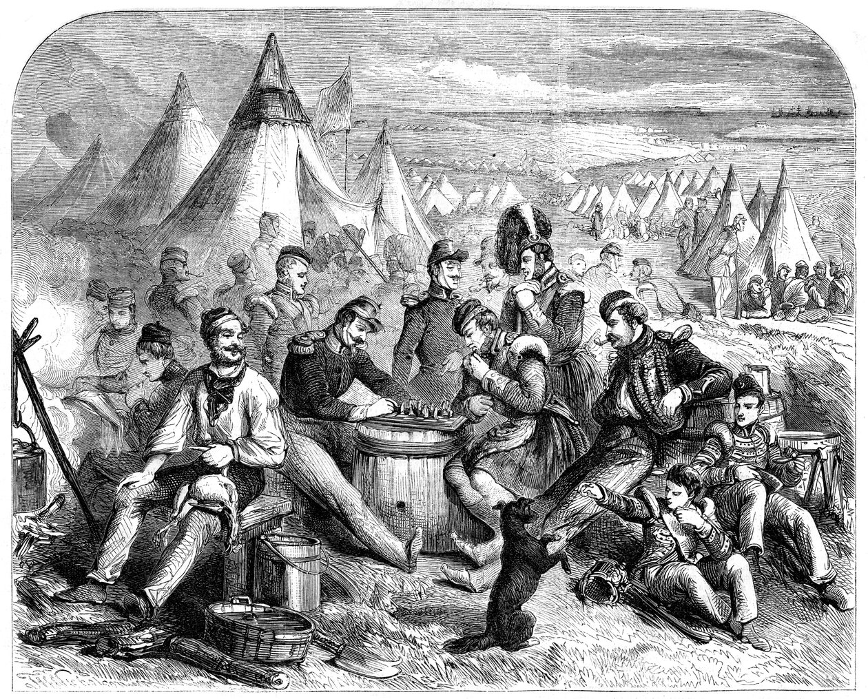 Underholdningen til soldatene før Sevastopol, 1855 av Unbekannt
