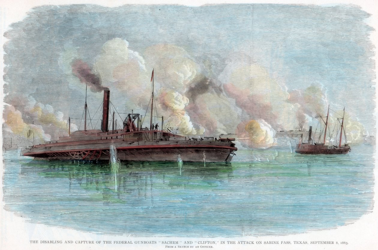 Angrepet på Sabine Pass, Texas, amerikansk borgerkrig, 8. september 1863 av Unbekannt