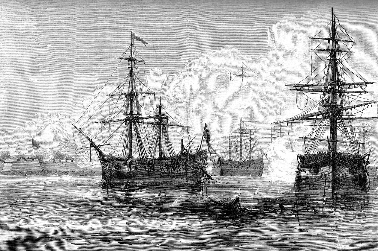 Angrepet på Sullivans Island, South Carolina, 1776 c1880 av Unbekannt