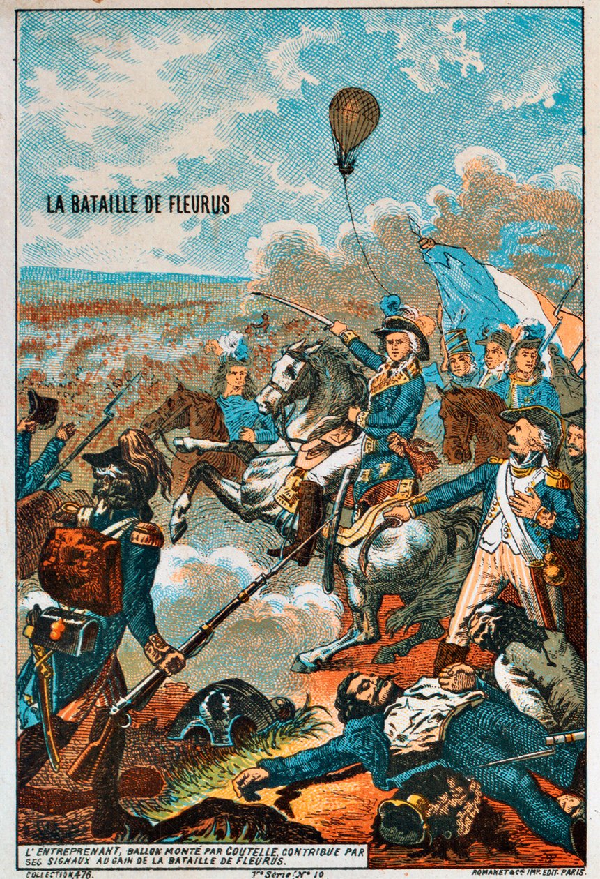 Ballongentreprenanten, fløyet av Coutelle, i slaget ved Fleurus, 1794 1890-tallet av Unbekannt