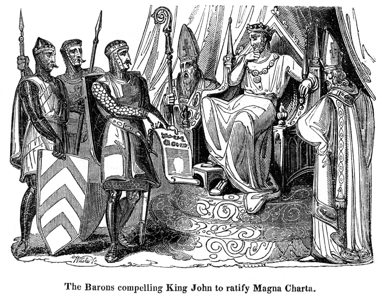 Baronene tvang kong John 1167-1216 til å ratifisere Magna Carta, 1215 av Unbekannt
