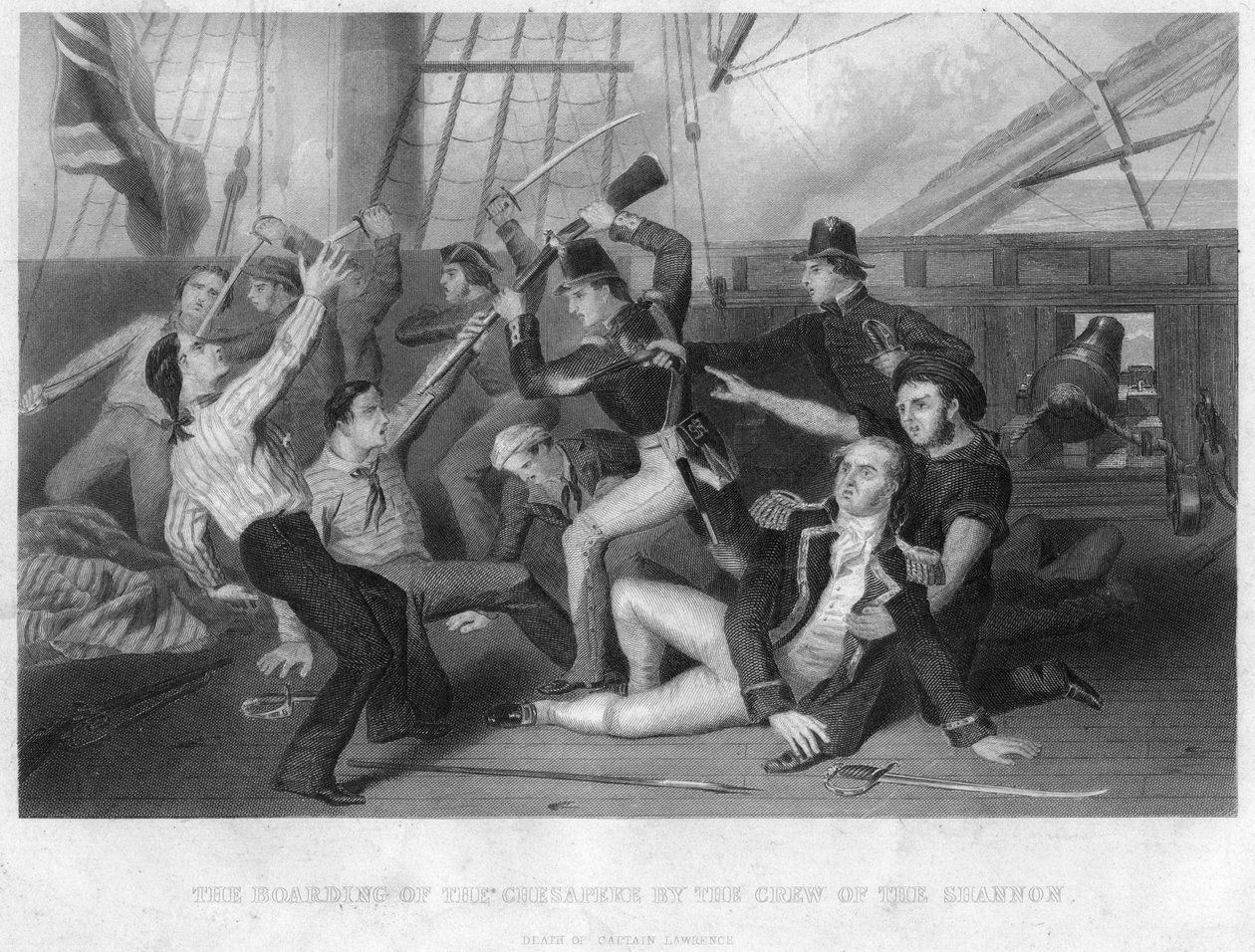 Boarding av HMS Chesapeke av mannskapet på HMS Shannon, 1813 av Unbekannt