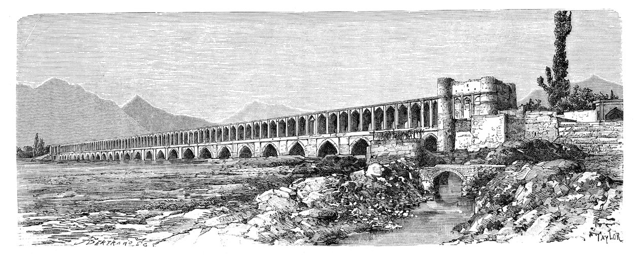 Broen over Zendeh-Rud, Isfahan, Iran, 1895 av Unbekannt