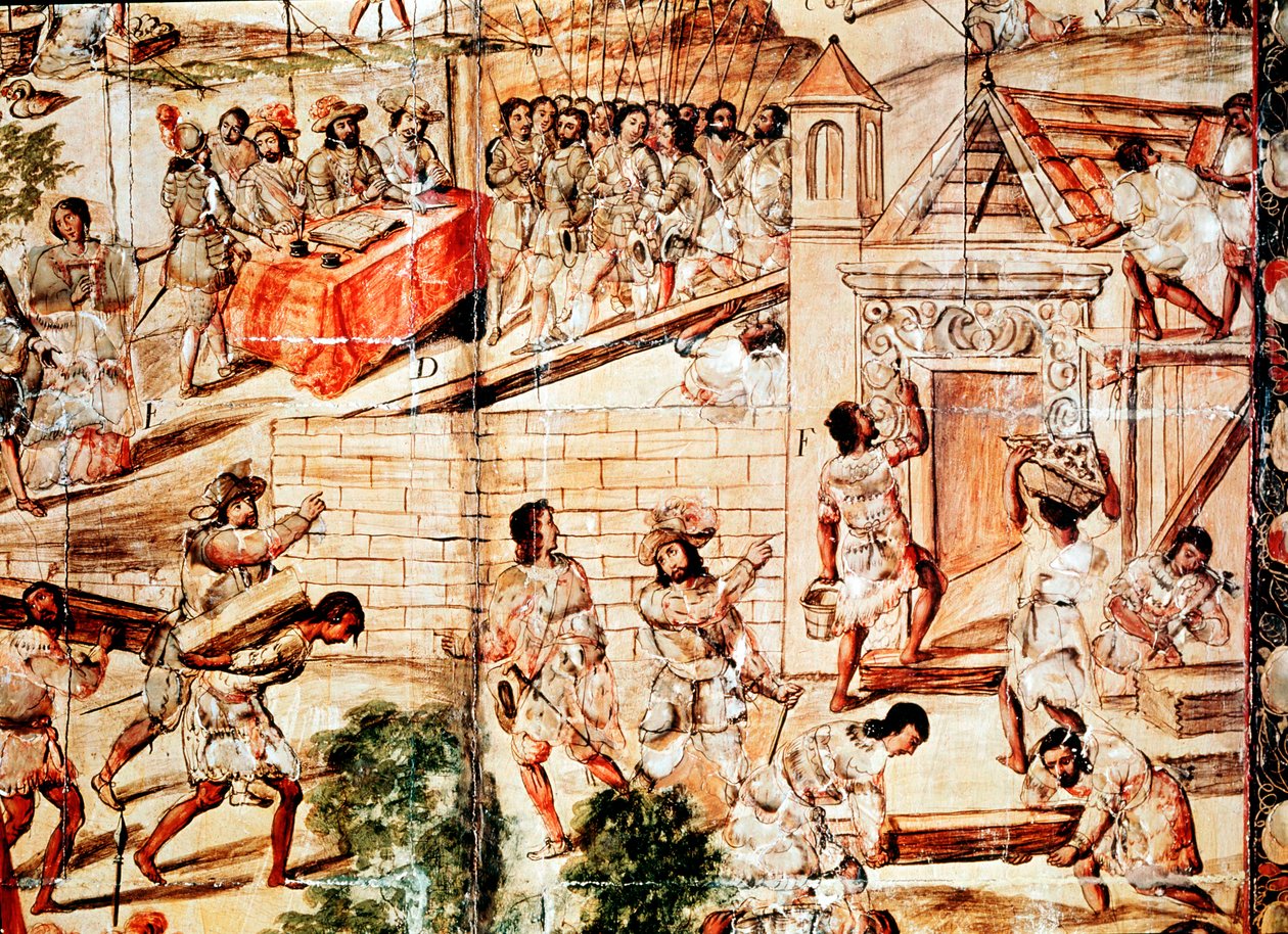 Bygningen til Mexico City, 1500-tallet av Unbekannt