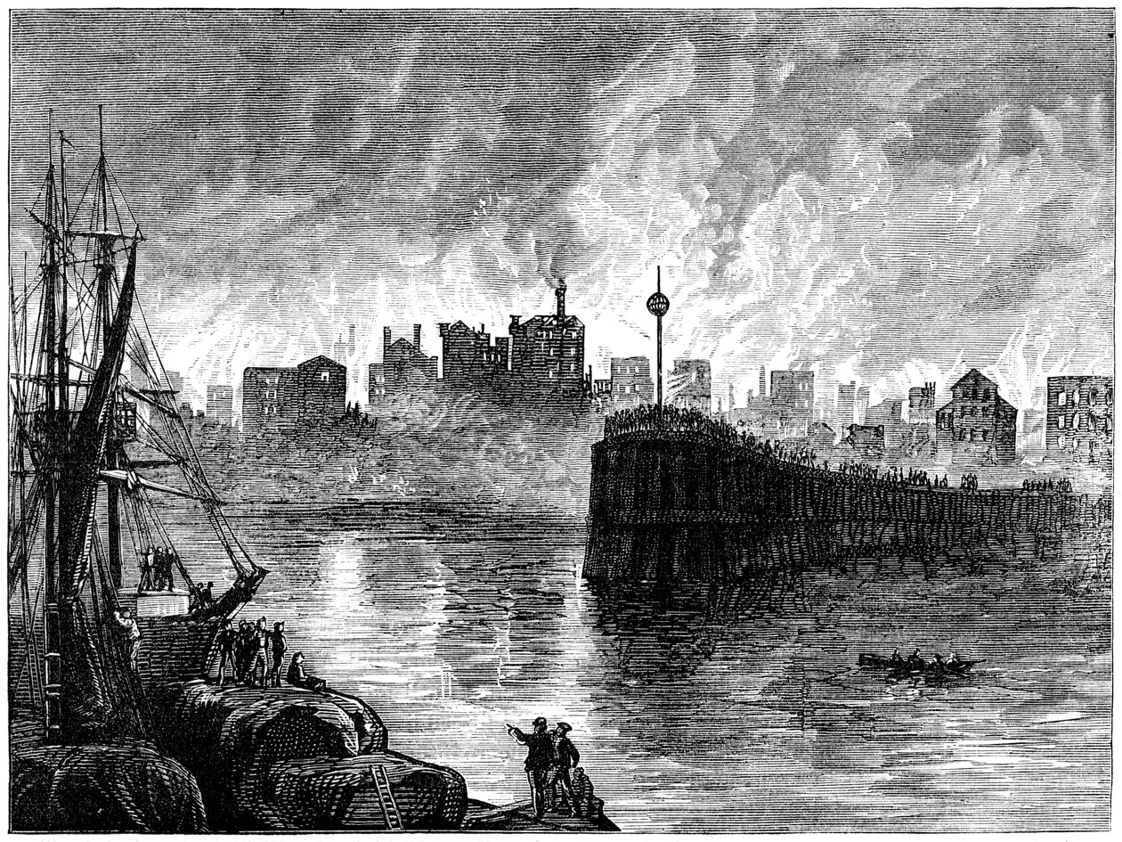 Brenningen av Chicago, Illinois, USA, 1871 c1880 av Unbekannt