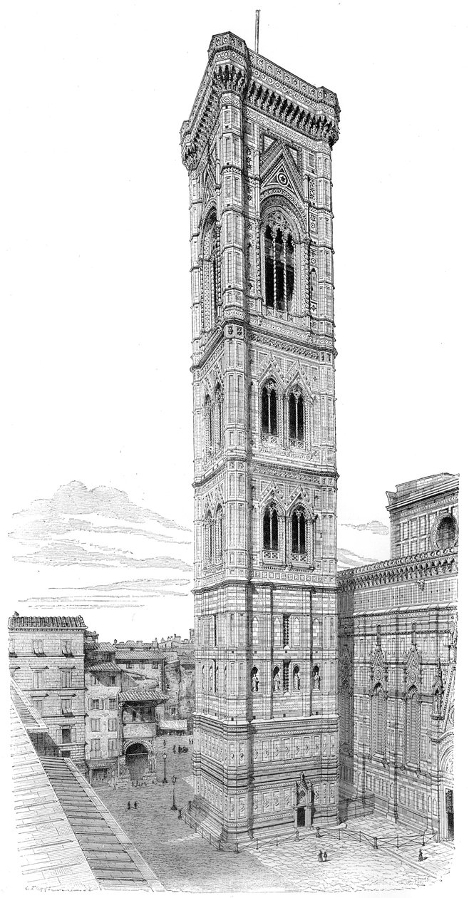 Campanilen til basilikaen Santa Maria del Fiore, Firenze, Italia, 1882 av Unbekannt