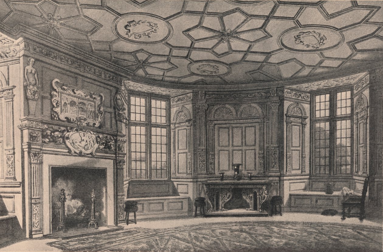 Den sirkulære spisestuen, Longford Castle, Wiltshire, 1915. av Unbekannt