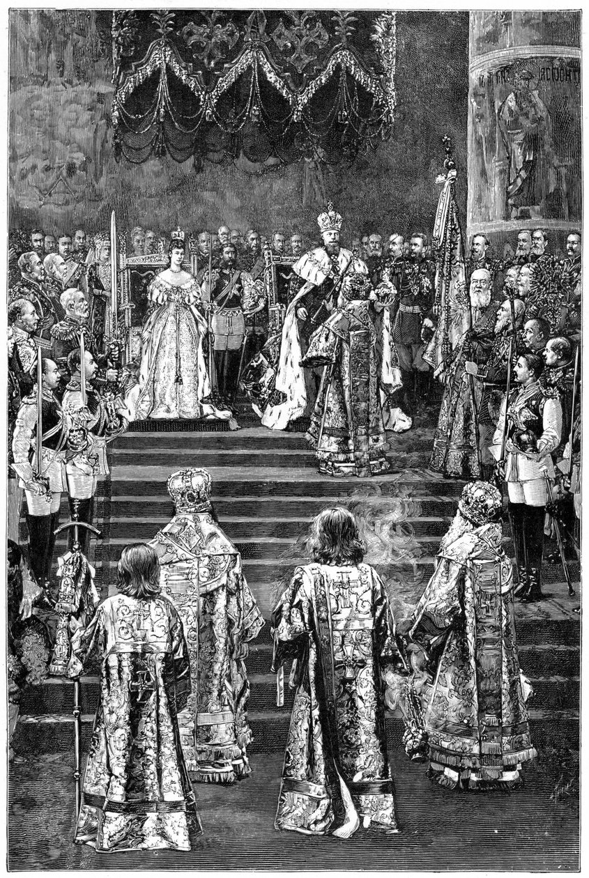 Kroningen av keiser Alexander III og keiserinne Maria Fyodorovna, 1883 sent på 1800-tallet av Unbekannt