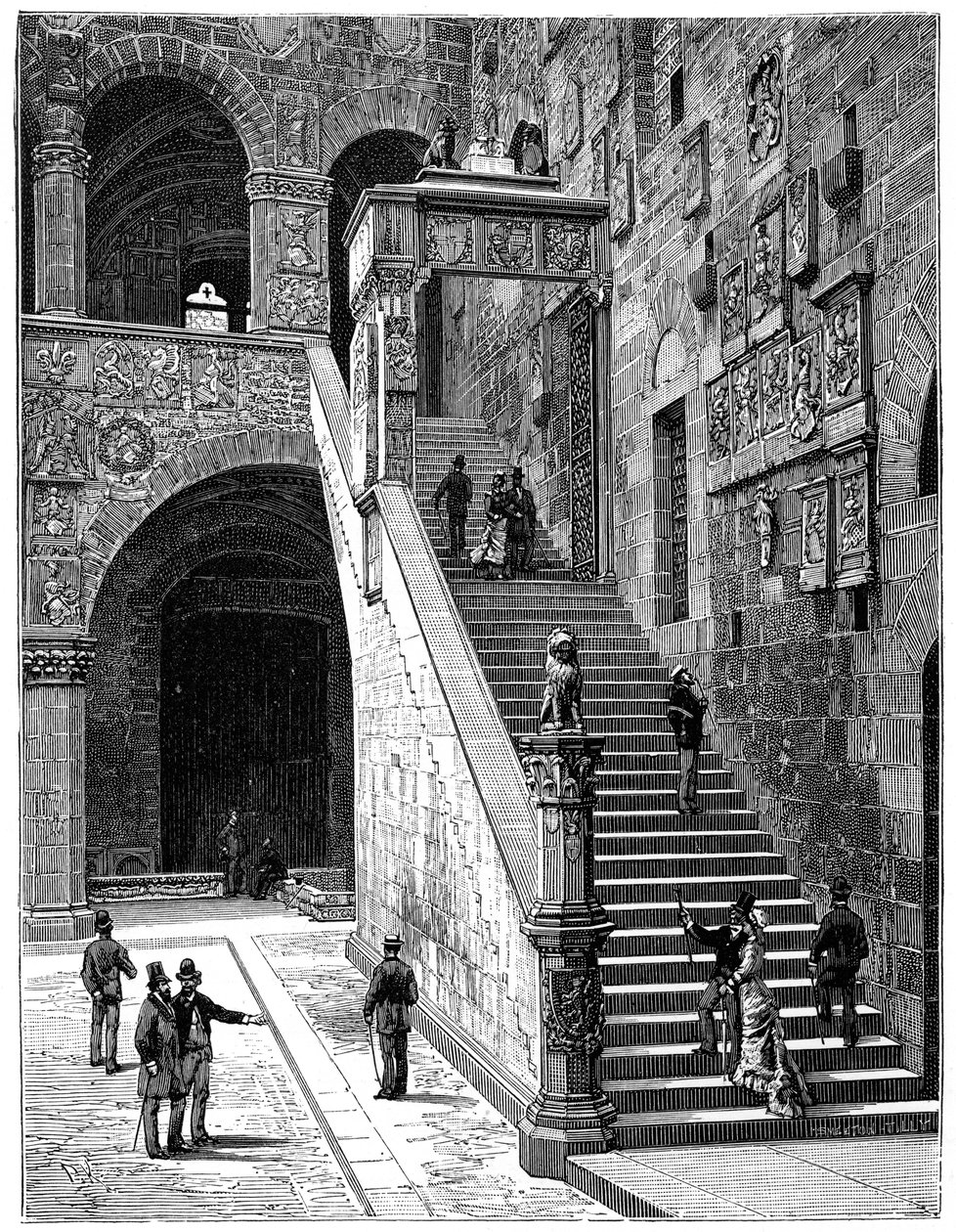 Gårdsplassen til Bargello, Firenze, Italia, 1882 av Unbekannt