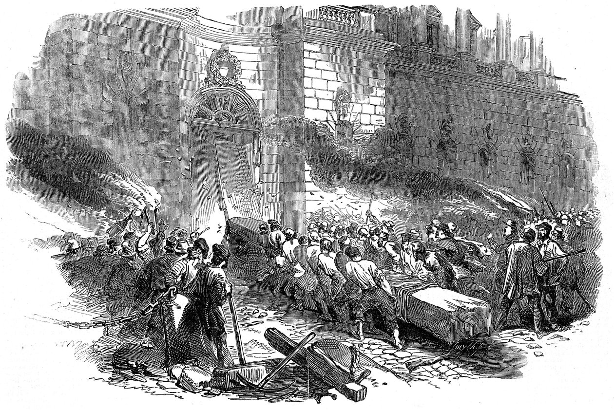 Publikum stormer Arsenal i Berlin, Revolusjon i Preussen, mars 1848 av Unbekannt