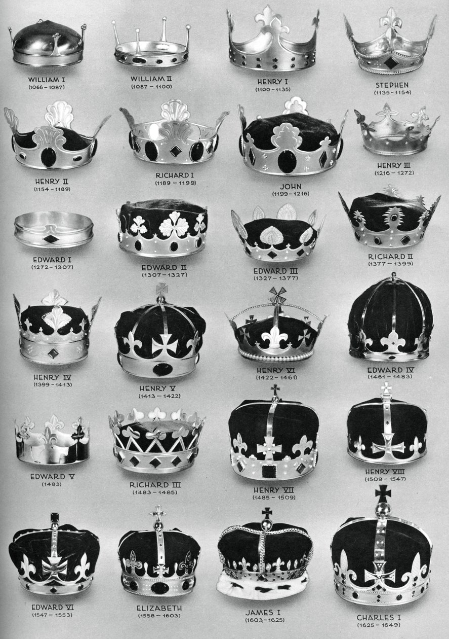 Kronene til engelske suverene fra Vilhelm Erobreren til Charles I, 1937 av Unbekannt