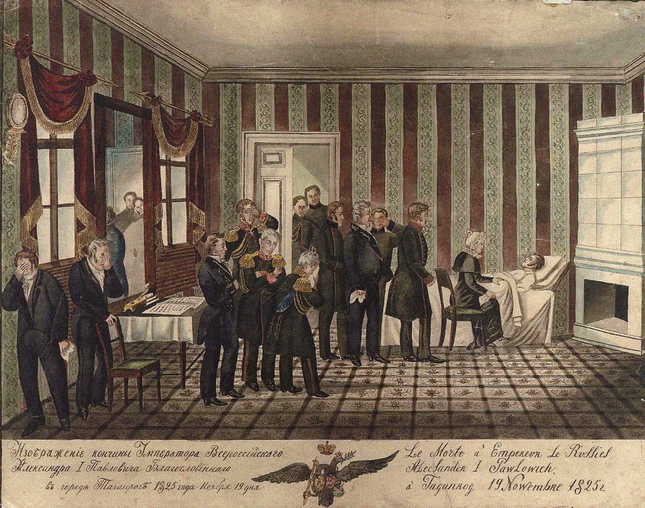 Alexander I av Russlands død i Taganrog 19. november 1825, 1828 av Unbekannt