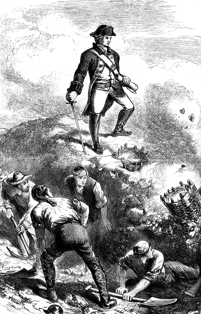 Forsvaret av Breeds Hill, Prescott i redutten, 1775 c1880 av Unbekannt